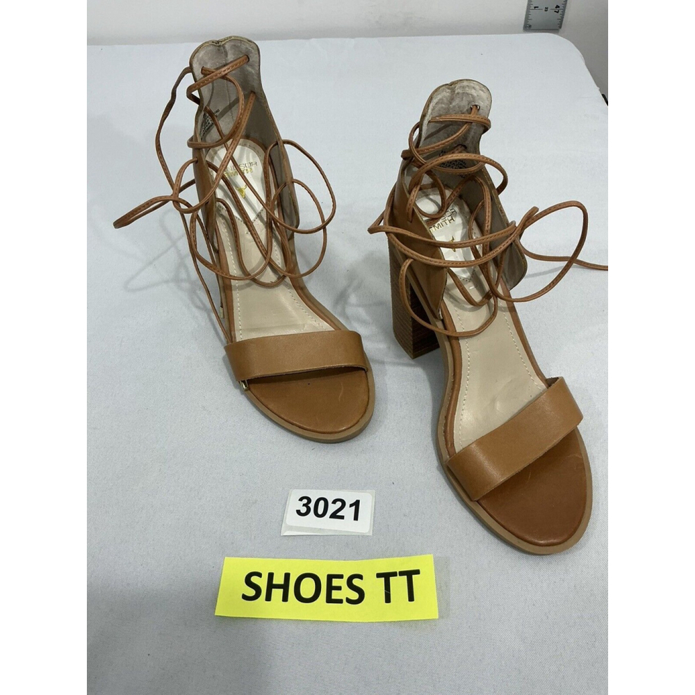 Womans Windsor Smith 25951 Tegan 8 Brown Leather Strappy Open Toe Heel Sandals